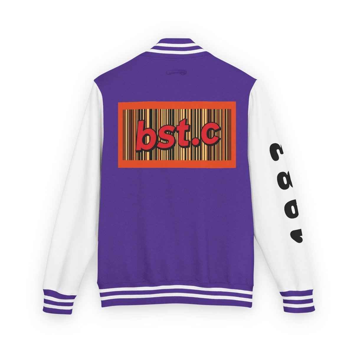Letterman Jacket — Retro 'bst.c' Bar Code Patch Varsity Jacket