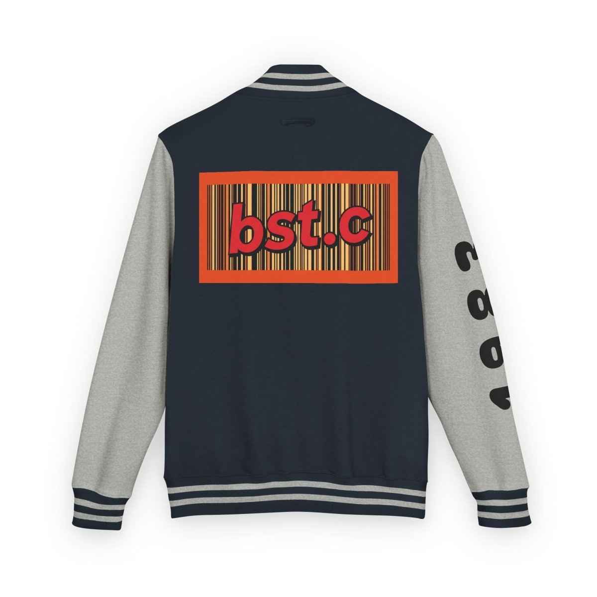 Letterman Jacket — Retro 'bst.c' Bar Code Patch Varsity Jacket