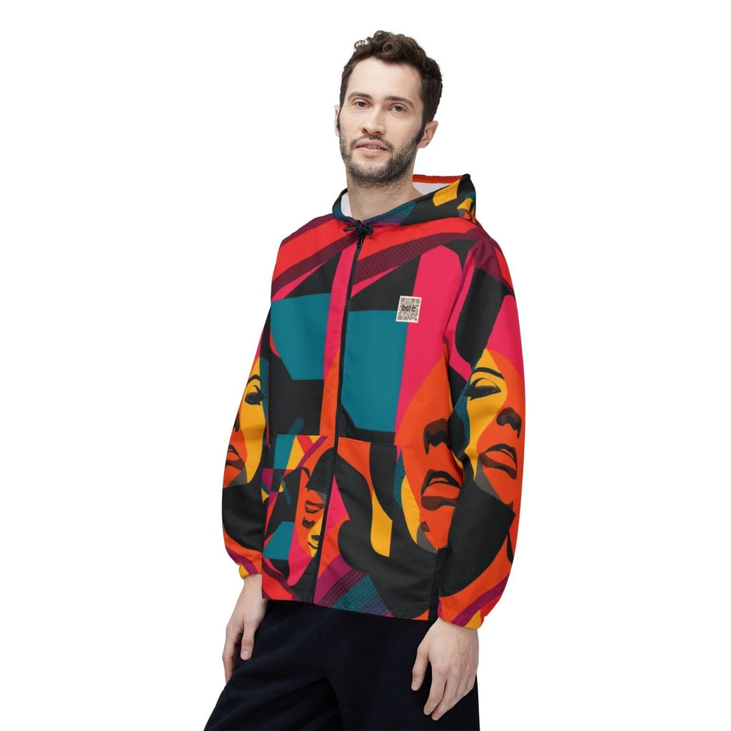 Retro Pop Art Windbreaker Jacket – Colorful Female Portrait All-Over Print