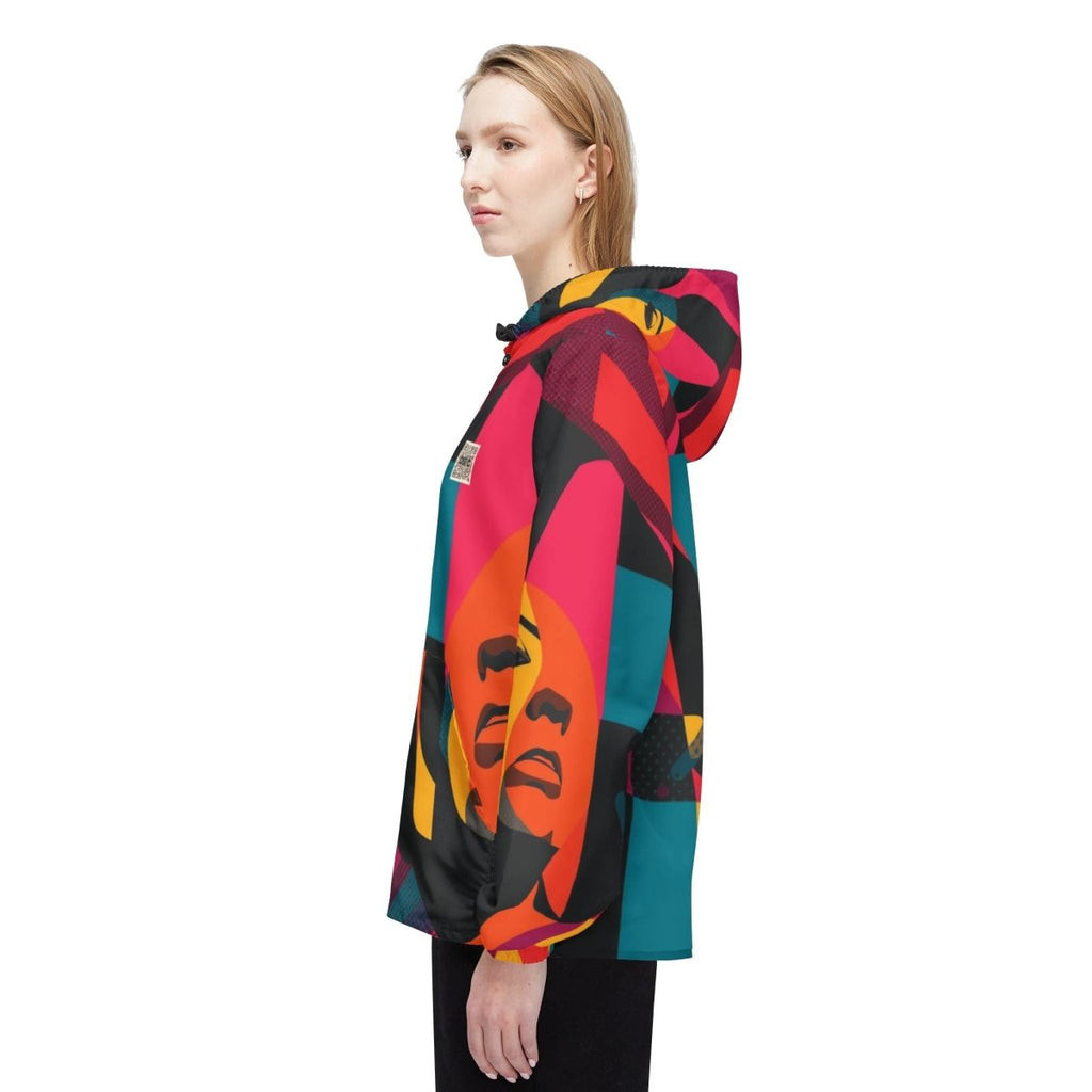 Retro Pop Art Windbreaker Jacket – Colorful Female Portrait All-Over Print
