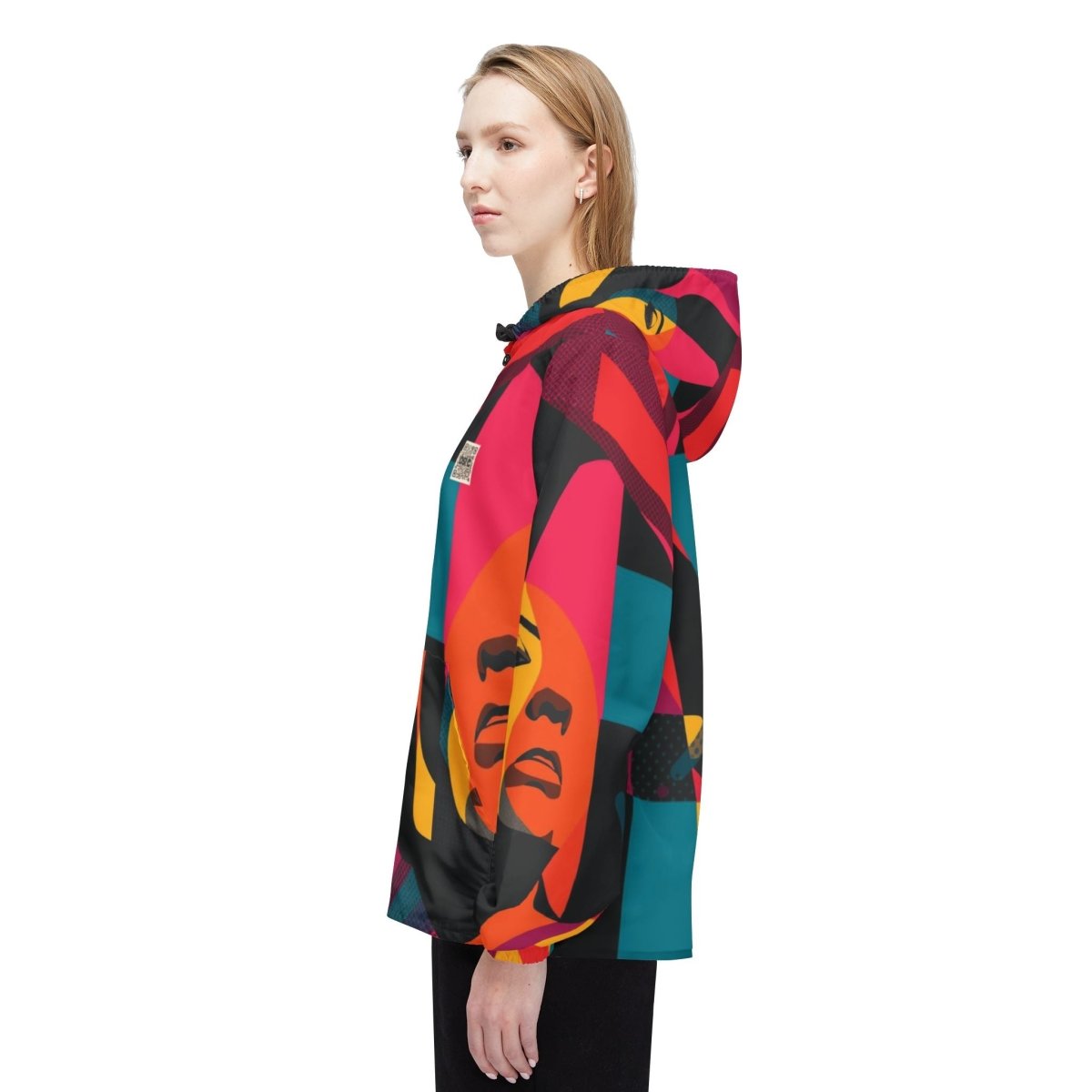 Retro Pop Art Windbreaker Jacket – Colorful Female Portrait All-Over Print