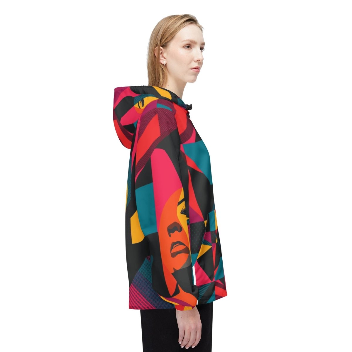 Retro Pop Art Windbreaker Jacket – Colorful Female Portrait All-Over Print
