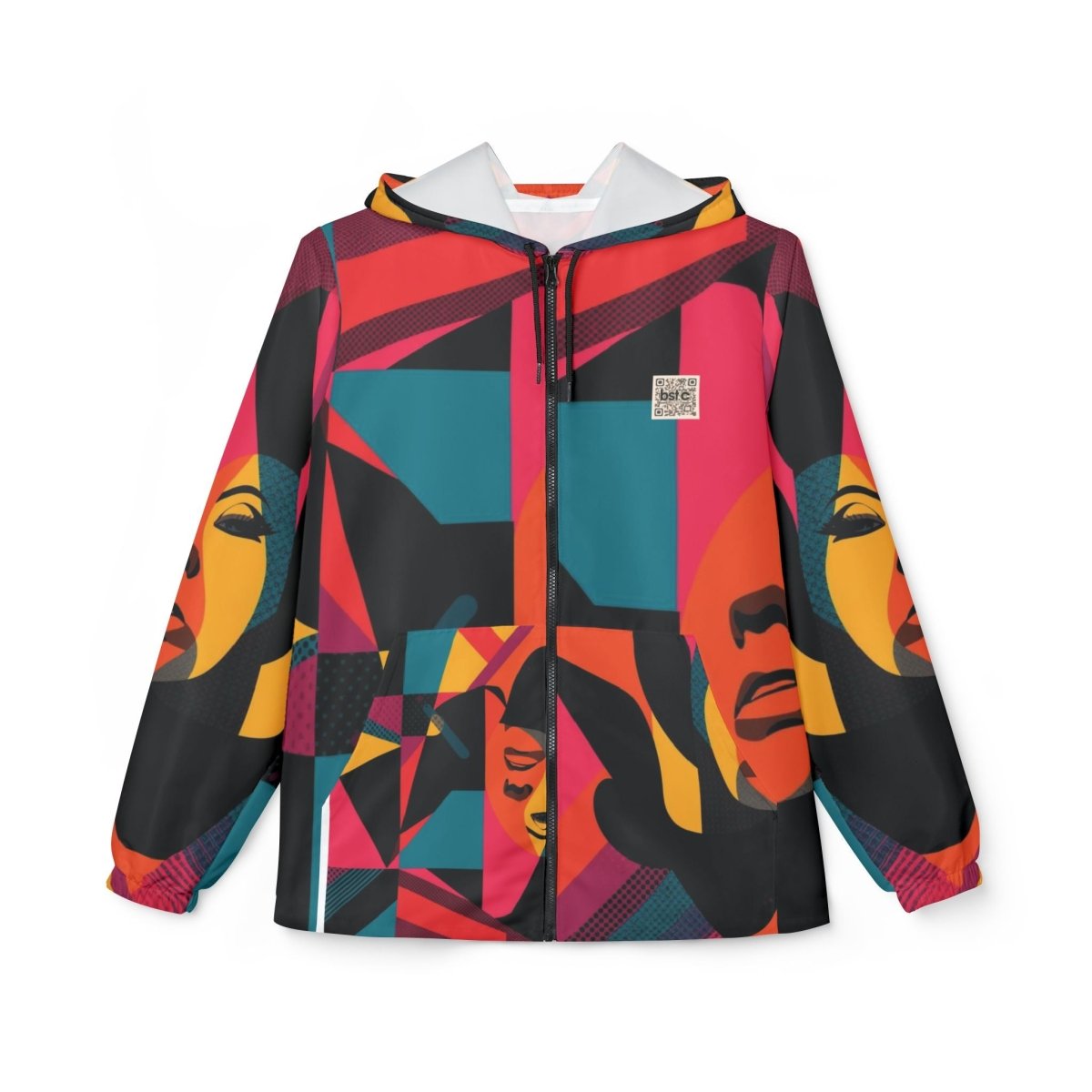 Retro Pop Art Windbreaker Jacket – Colorful Female Portrait All-Over Print