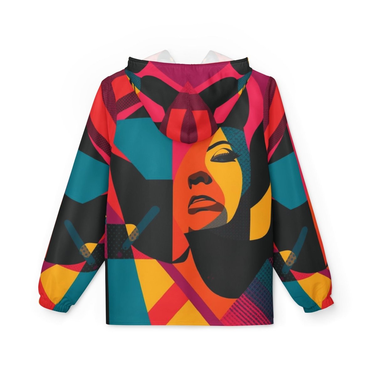 Retro Pop Art Windbreaker Jacket – Colorful Female Portrait All-Over Print